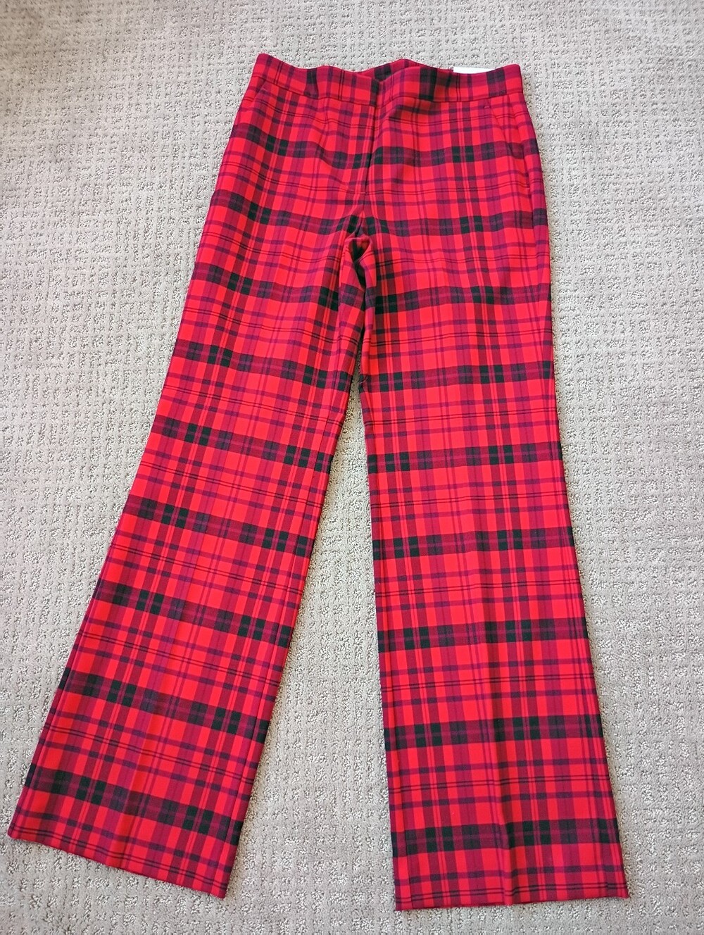 Ann Taylor Factory Red/Black Plaid High Rise Trouser Pant, 8 NWT